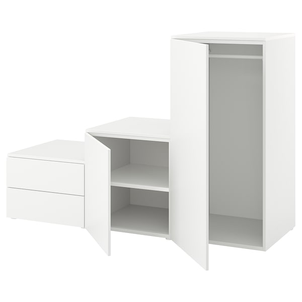 PLATSA Kleiderschrank m 2 Türen+2Schubl., weiß/Fonnes weiß,