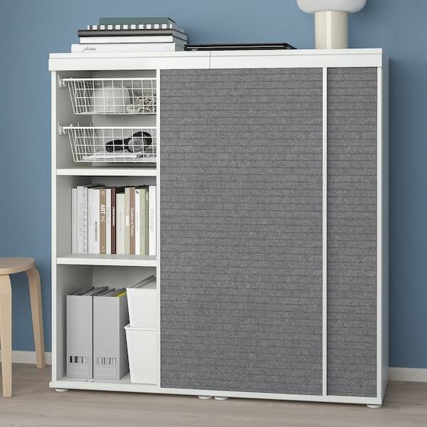 PLATSA Schrank mit 2 Schiebetüren, weiß Larkollen/dunkelgrau, Nur für heute