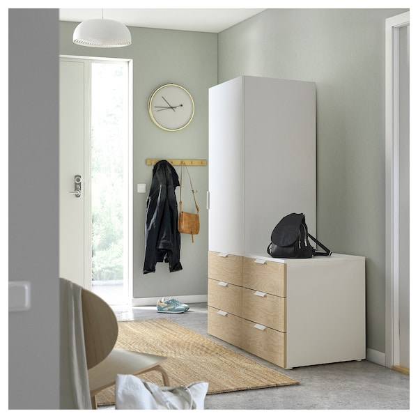 PLATSA Kleiderschrank m 1 Tür+6 Schubladen, weiß Kalbåden/glänzende Kiefernachbildung FONNES weiß, Discount Store für neue Produkte
