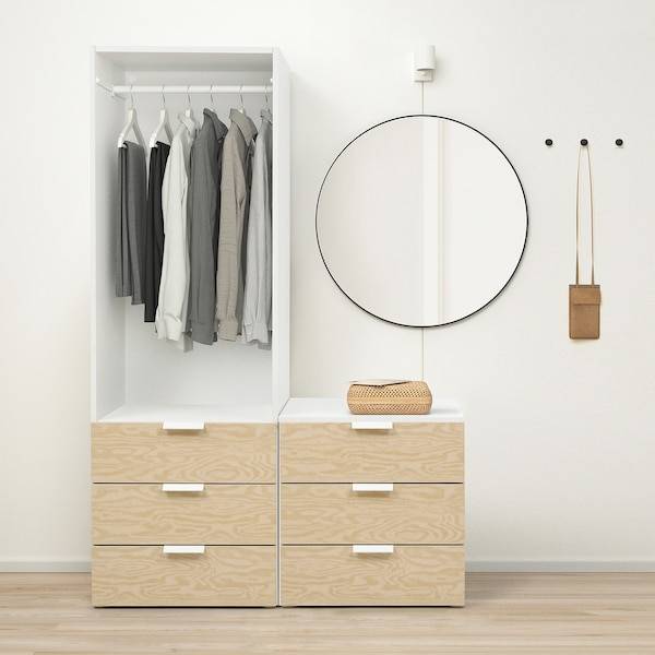 PLATSA Kleiderschrank m 1 Tür+6 Schubladen, weiß Kalbåden/glänzende Kiefernachbildung FONNES weiß, Discount Store für neue Produkte
