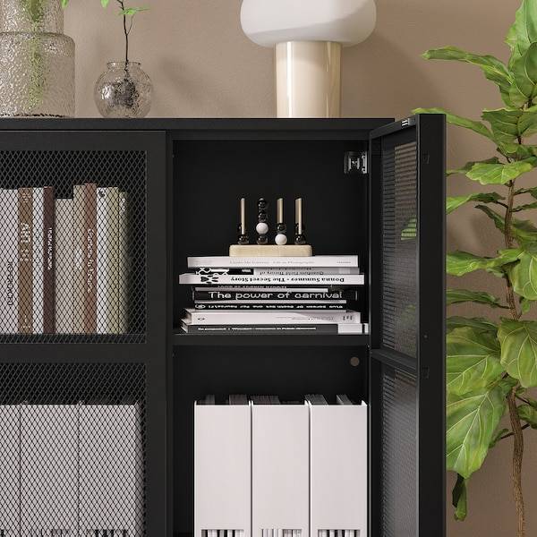 IVAR Schrank mit Türen, schwarz Netz, Fabrik Onlineshop