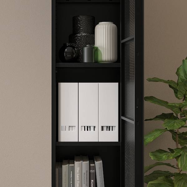 IVAR Schrank mit Tür, schwarz Netz, Preisnachlass