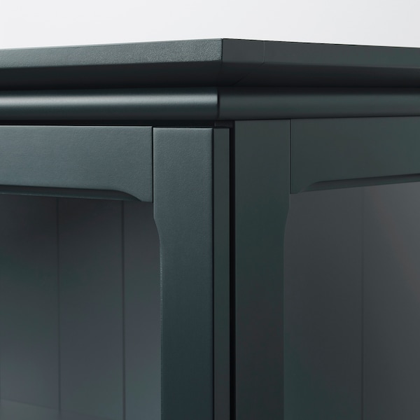 LOMMARP Schrank mit Vitrinentüren, dunkel blaugrün, Osterangebot
