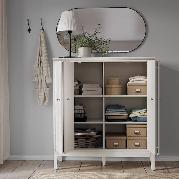 IDANÄS Schrank mit Falttüren, weiß, Online Outlet