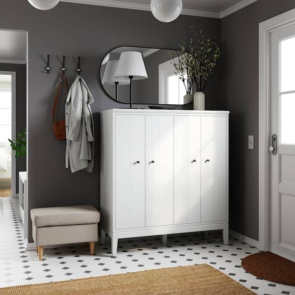 IDANÄS Schrank mit Falttüren, weiß, Online Outlet