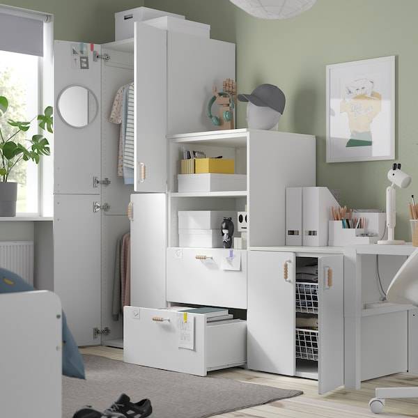 SMÅSTAD / PLATSA Aufbewahrungskombi, weiß/hellgrün, Discount Store für neue Produkte