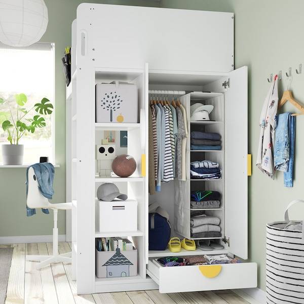 SMÅSTAD Hochbett, weiß weiß/mit Schreibtisch 4 Schubladen, Clearance-Verkauf