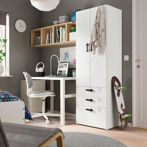 SMÅSTAD / PLATSA Kleiderschrank, weiß weiß/3 Schubladen, Speichern exportieren