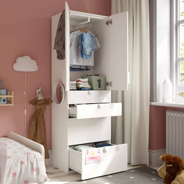 SMÅSTAD / PLATSA Kleiderschrank, weiß weiß/4 Schubladen, Im Verkauf