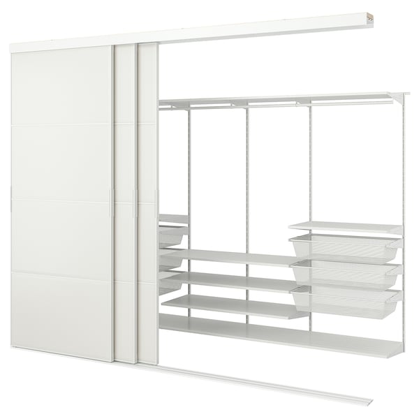 SKYTTA / BOAXEL Kleiderschrank+Schiebetüren begehb., weiß/Tjörhom weiß,