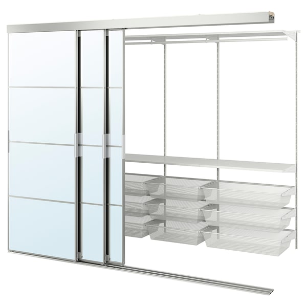 SKYTTA / BOAXEL Kleiderschrank+Schiebetüren begehb., Aluminium/Auli Spiegelglas,