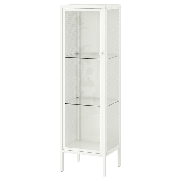 BAGGEBO Schrank mit Vitrinentüren, Metall/weiß,