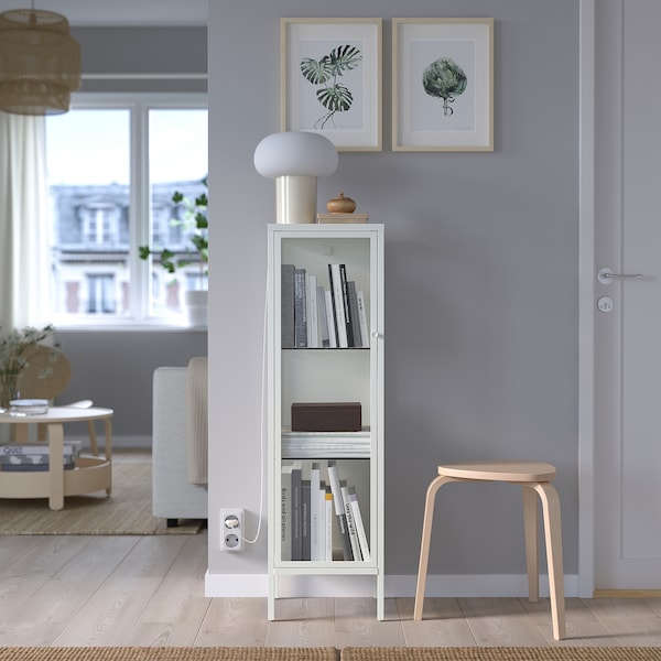 BAGGEBO Schrank mit Vitrinentüren, Metall/weiß, Preisnachlass