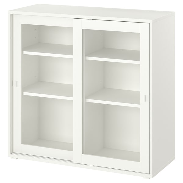 VIHALS Vitrine mit Schiebetüren, weiß,