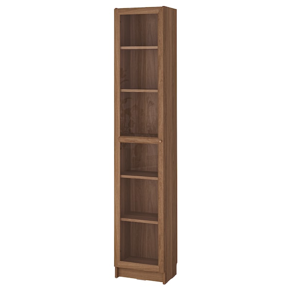 BILLY / OXBERG Bücherregal mit Glastür, braun Nussbaumnachbildung/Klarglas,