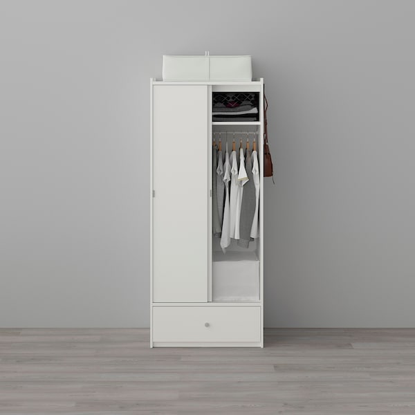 BRUKSVARA Kleiderschrank mit Schiebetüren, weiß, Räumungsverkauf