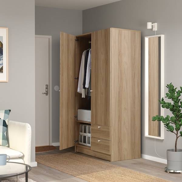 VILHATTEN Kleiderschrank m 2 Türen+2Schubl., Eichenachbildung, Letzte 3 Tage
