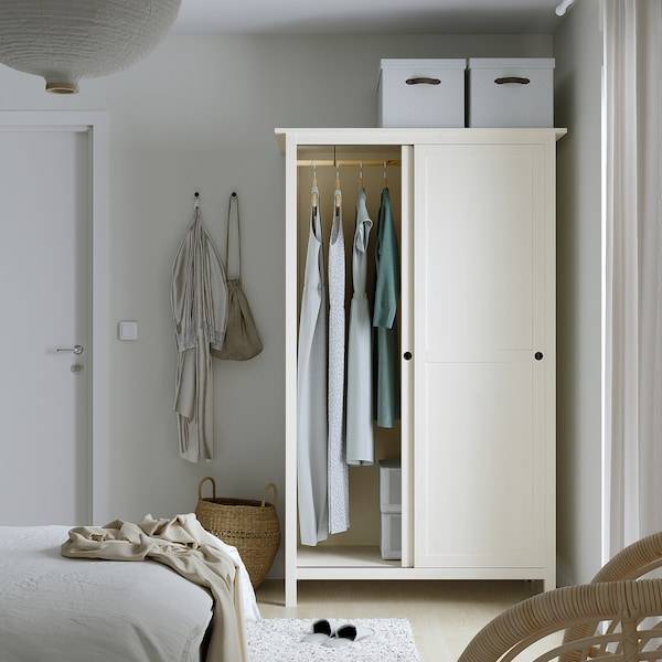 HEMNES Kleiderschrank mit 2 Schiebetüren, weiß gebeizt, Neueste Stile