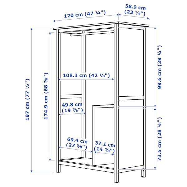 HEMNES Kleiderschrank mit 2 Schiebetüren, weiß gebeizt, Neueste Stile