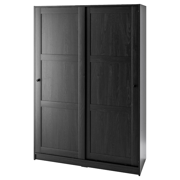 RAKKESTAD Kleiderschrank mit Schiebetüren, schwarzbraun,
