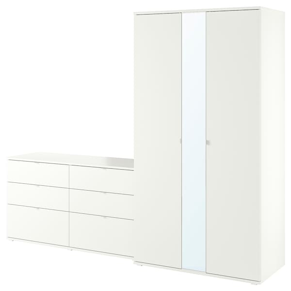 VIHALS Schrankkombination, weiß/Spiegelglas,