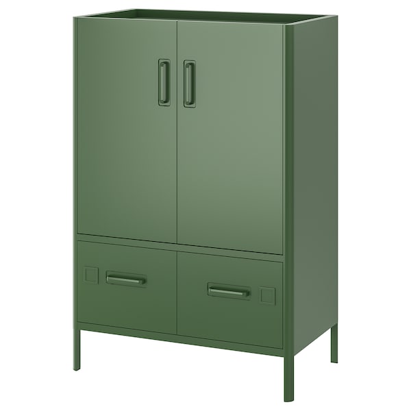 IDÅSEN Schrank mit Türen+Schubladen, dunkelgrün,