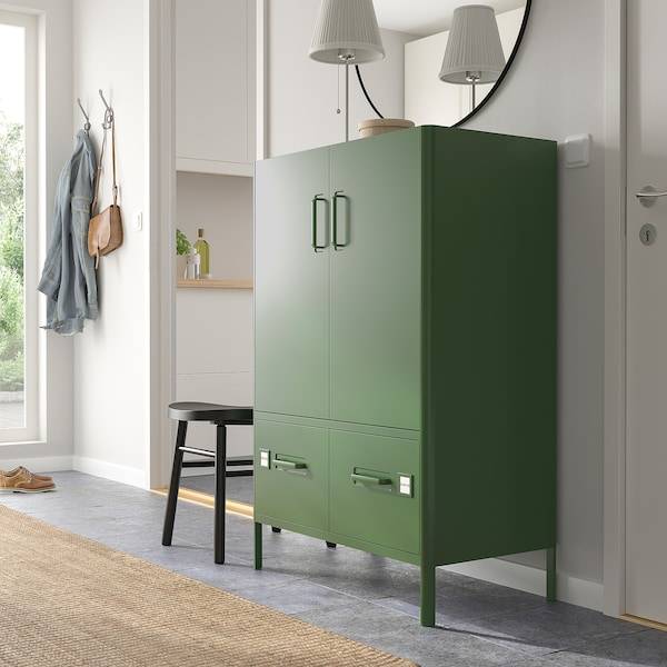 IDÅSEN Schrank mit Türen+Schubladen, dunkelgrün, Nur für heute