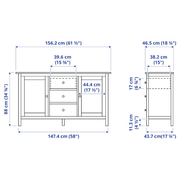 HEMNES Sideboard, weiß gebeizt/hellbraun, 2025