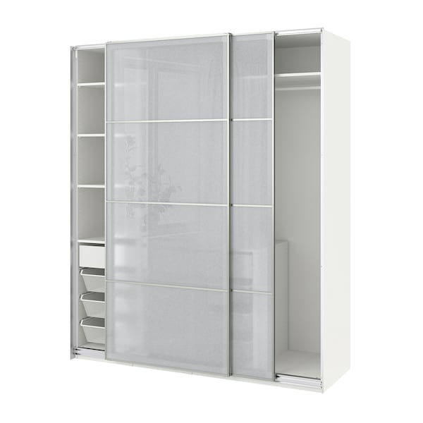 PAX / SVARTISDAL Kleiderschrank mit Schiebetüren, weiß/weiß Papiereffekt,