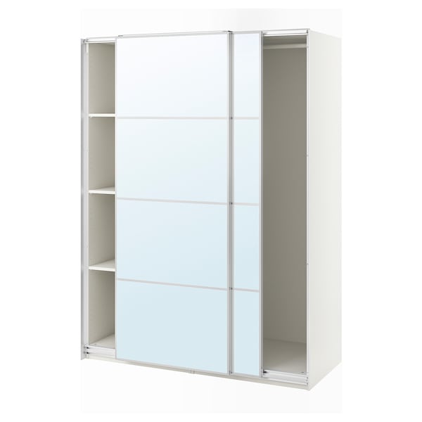 PAX / AULI Kleiderschrank mit Schiebetüren, weiß/Spiegelglas,