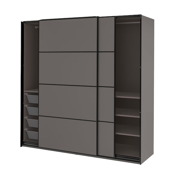 PAX / MEHAMN Kleiderschrank, dunkelgrau/doppelseitig dunkelgrau,