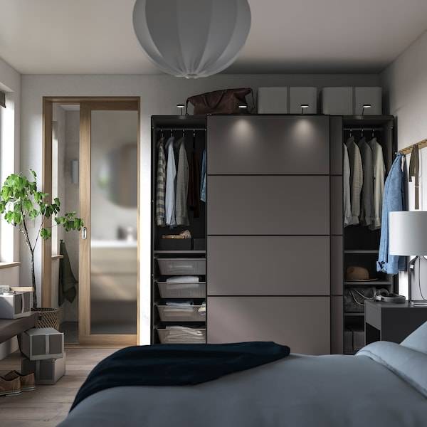 PAX / MEHAMN Kleiderschrank, dunkelgrau/doppelseitig dunkelgrau, Vatertagsangebot