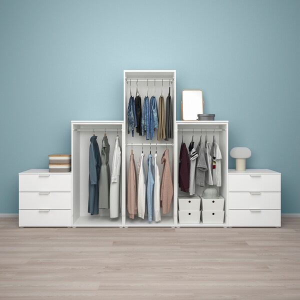 PLATSA Kleiderschrank m 3 Türen+6Schubl., weiß/Fonnes weiß, Lagerräumung