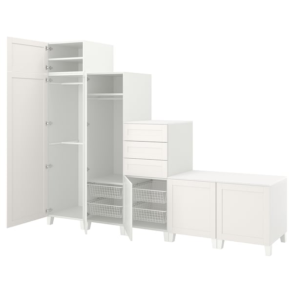 PLATSA Kleiderschrank m 6 Türen+3Schubl., weiß/Sannidal weiß,