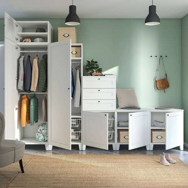 PLATSA Kleiderschrank m 6 Türen+3Schubl., weiß/Sannidal weiß, Heißer Verkauf