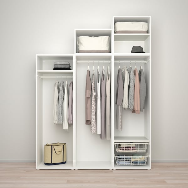 PLATSA Kleiderschrank mit 5 Türen, weiß/Kalbåden glänzende Kiefernachbildung, Top Angebot