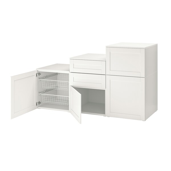 PLATSA Schrank mit Türen+Schubladen, weiß/Sannidal weiß,