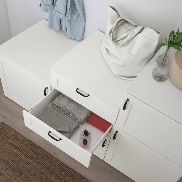 PLATSA Schrank mit Türen+Schubladen, weiß/Sannidal weiß, Neueste Mode