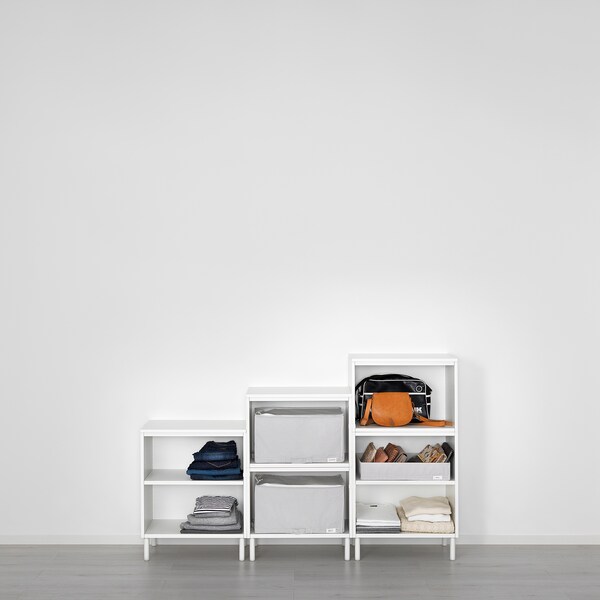 PLATSA Schrank mit 5 Türen, weiß/Kalbåden glänzende Kiefernachbildung, Bestseller