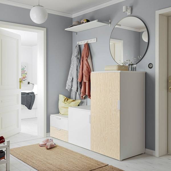 PLATSA Kleiderschrank m 2 Türen+2Schubl., weiß Kalbåden/glänzende Kiefernachbildung FONNES weiß, Saisonale Angebote