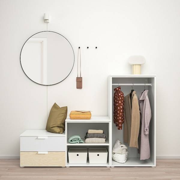 PLATSA Kleiderschrank m 2 Türen+2Schubl., weiß Kalbåden/glänzende Kiefernachbildung FONNES weiß, Saisonale Angebote