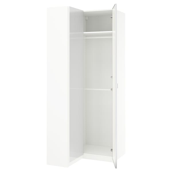 PAX / FARDAL/ÅHEIM Eckkleiderschrank, Hochglanz weiß/Spiegelglas,