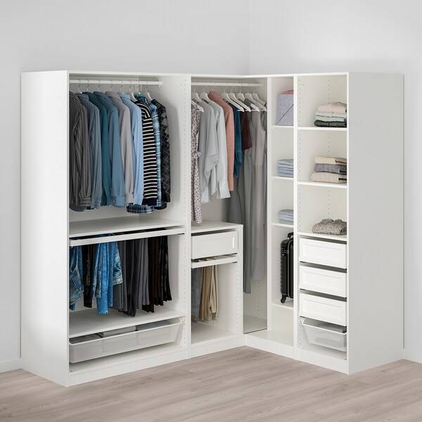 PAX / GRIMO/ÅHEIM Eckkleiderschrank, weiß/weiß Spiegelglas, Tägliche Deals
