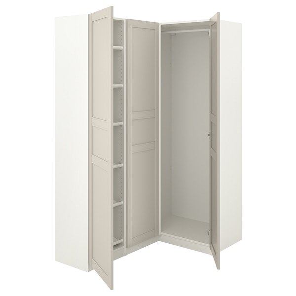 PAX / FLISBERGET Eckkleiderschrank, weiß/hellbeige,