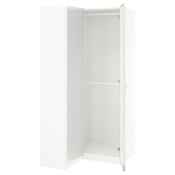 PAX / FARDAL/ÅHEIM Eckkleiderschrank, Hochglanz weiß/Spiegelglas,