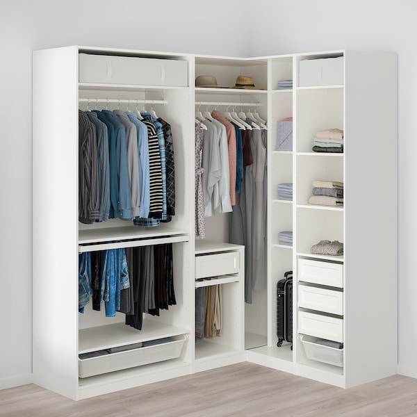 PAX / GRIMO/ÅHEIM Eckkleiderschrank, weiß/weiß Spiegelglas, Begrenzte Freigabe