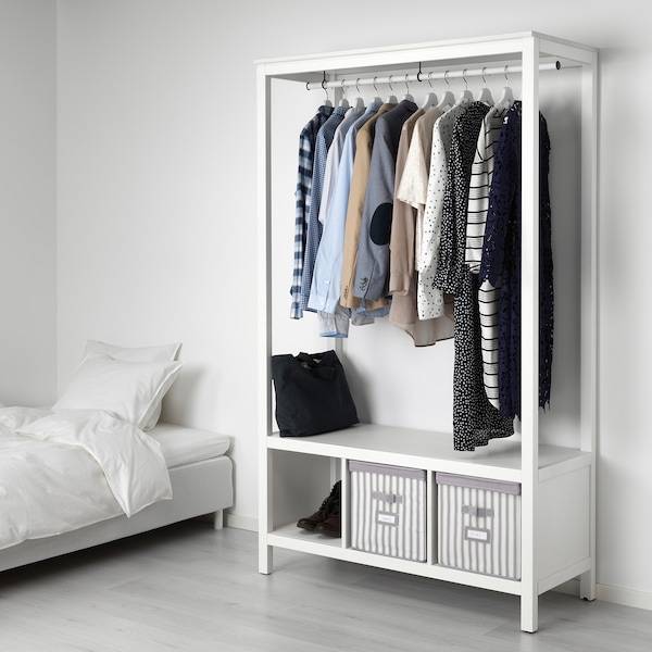 HEMNES Kleiderschrank, offen, weiß las., Kostenloser Versand international
