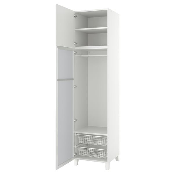 PLATSA Schrank mit 2 Türen, weiß STRAUMEN Spiegelglas/FONNES weiß,