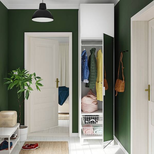 PLATSA Schrank mit 2 Türen, weiß STRAUMEN Spiegelglas/FONNES weiß, Begrenzt auf 3 Tage