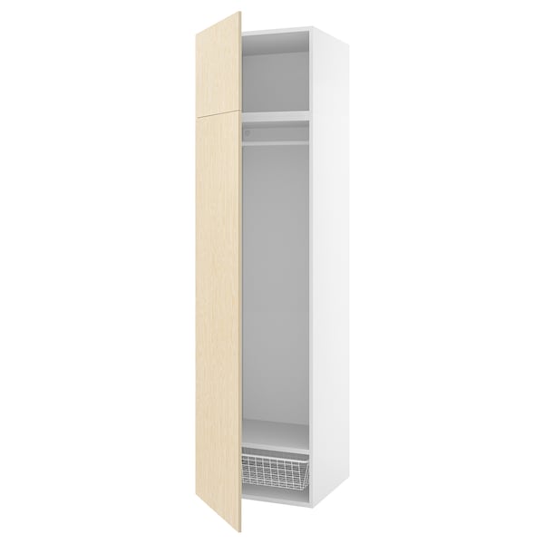 PLATSA Schrank mit 2 Türen, weiß/Kalbåden glänzende Kiefernachbildung,